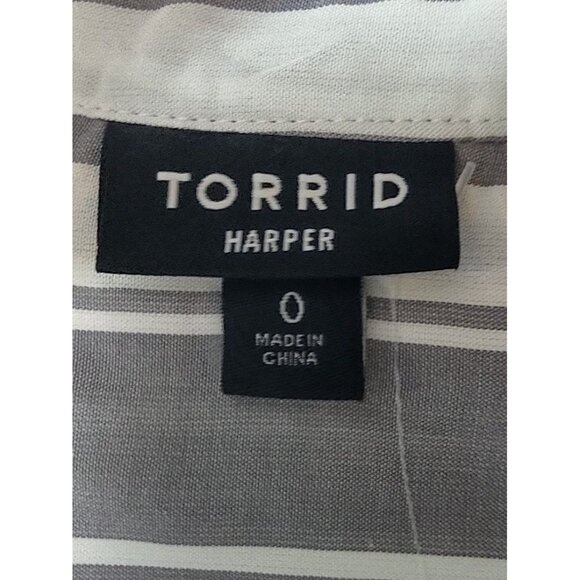 Torrid Gray and White Striped 100% Modal Harper Blouse Size Large (12) NWT - Picture 6 of 11